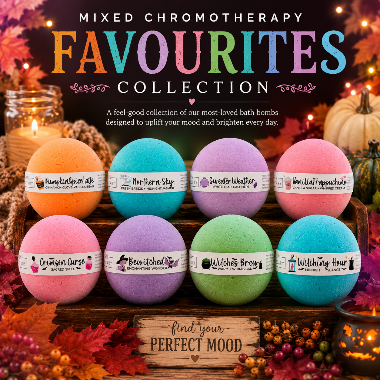 Mixed Autumn Chromotherapy Favourites Bath Bomb Set (96 Bath Bombs)