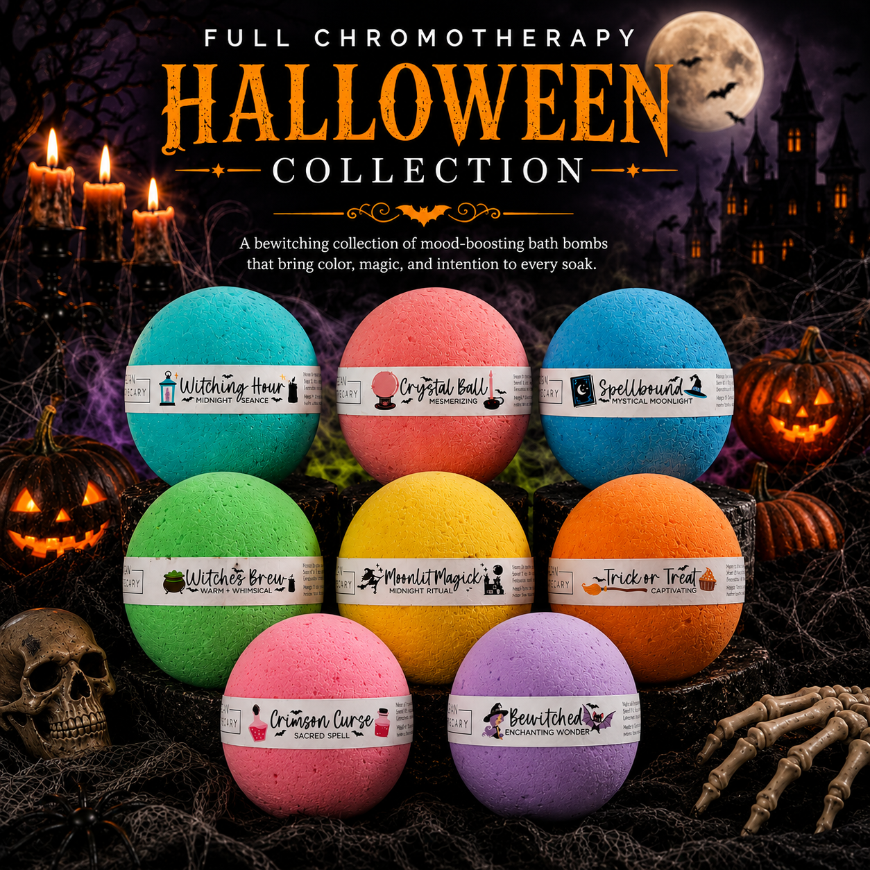 Full Halloween Chromotherapy Bath Bomb Set (96 Bath Bombs)